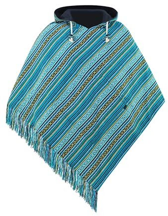 virblatt - Poncho Damen | Baumwolle | Outdoor Poncho Damen Winter | Wendefunktion | mexikanischer Poncho warm Herbest Rollstuhl Poncho - Abajo S-M grün