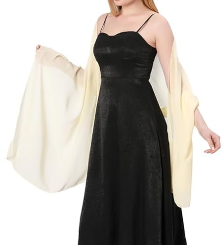 iSpchen Chiffon Stola Schal Sheer Chiffon Tücher und Wraps für Abendkleider, Damen Schal Stola Halstuch Tuch aus Chiffon für Frühling Sommer Ganzjährig Hochzeit Braut Schultertuch,Beige