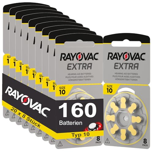 160 Hörgerätebatterien Rayovac Extra Typ 10 20x8 Stück
