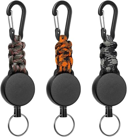 TRKETK 3 Piezas Llavero Retráctil, Cordón JoJo Con Cuerda de Acero Extensible de 60 cm, Resistente Cable Acero Para Soporte de Tarjeta ID Llave