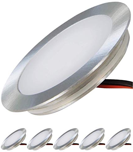 ETT Distribution GmbH 12V LED Bodenstrahler Ultra flach 5 x 0.5W Wandeinbauleuchten Tom 3000K Rund IP67 Einbauspots Trittfest Begehbar Lochausschnitt: 46mm
