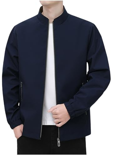 UHouse Herren Bomberjacke Freizeit Jacke Dünne Übergangsjacke Mode Jacken mit Reißverschluss Leichte Blouson Herbst Softshelljacke Oversize Windjacke Blau L