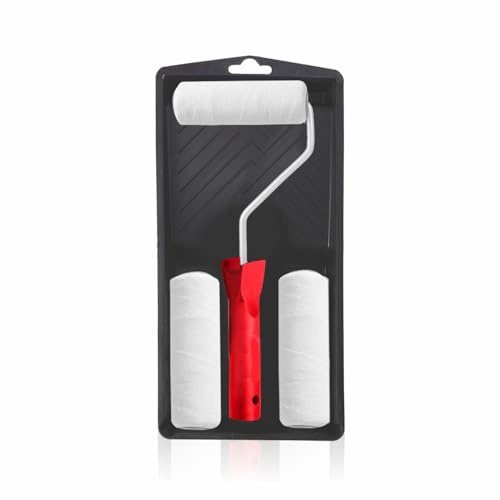 Paint Roller Set Mini Paint Mixing Kit 5pc with 1 Roller 1 Mixing Tray 1 Fleece Head 2 Sponges Head Ideal for Walls Ceiling Interior Painting Wood Furniture Diy Surface Emulsion Paint Accessory (1Pack