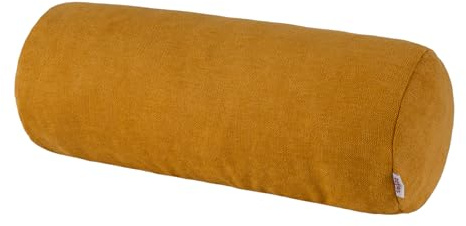 beties Farbton-Serie Nackenrollenbezug ca. 15x40 cm Premium Uni Kissenhülle aus deutschem Unternehmen, Chenille-Haptik in Raumausstatter Qualität - Curry-gelb