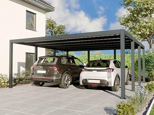 Cochera de Aluminio Carlton 570 x 550 cm - 2 Coches - 31,35m2 - Gris Antracita