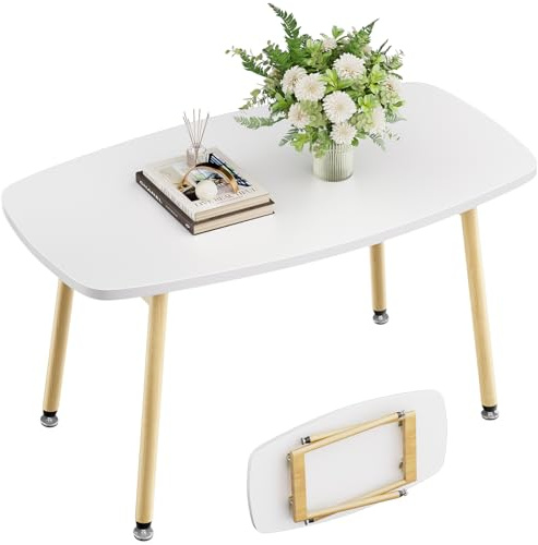 WOHOMO Couchtisch Klappbar,Gartentisch,Klapptisch Camping,Balkontisch,Kleiner Tisch klapptisch,Picnic Table Outdoor Klappbar,Wohnzimmertisch,80 x 40 x 45 cm,Weiß