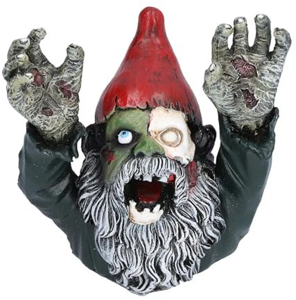BVMKNI Statue de jardin nain de Zombie, Sculpture maléfique, décoration d'extérieur effrayante for Halloween, ornement