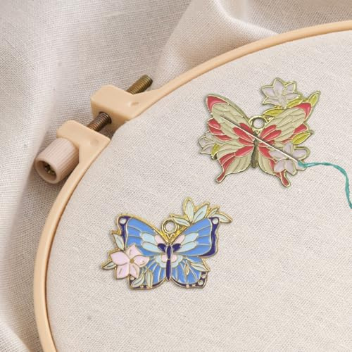 2 st blommor och fjärilar nål minder magne, nål minder magnet, söta nålhållare, korsstygn broderi handarbete tillbehör (blommor och fjärilar)