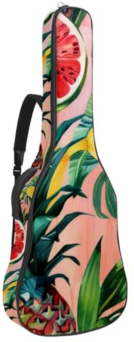 Wassermelone nahtlose Gitarrentasche, gepolsterte Tasche für Akustikgitarre, Rucksack mit verstellbaren Schultergurttaschen, Mehrfarbig 04, 42.9x16.9x4.7 in, Lässiger Tagesrucksack