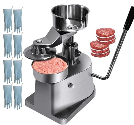 Commercial Burger Patty Maker, Manual Cookie Presses, Hamburger Press with 500 Pcs Patty Papers and 4 Gloves, Burger Forming Machine for Restaurant Kitchens, Food Processing Places,13cm