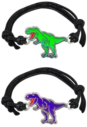HDGSAFD Dinosauriearmband, barnarmband, färgkoordinerade armband, vänskapsarmband, justerbara armband, dinosauriesmycken för pojkar och flickor, Färg: grön, M