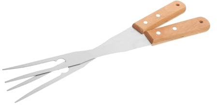 HANABASS Fourchettes à Barbecue avec Manche Long en Bois Antidérapant en Acier Inoxydable Lot de 2 Ustensiles Polyvalents Cuisine et Cuisson en Extérieur