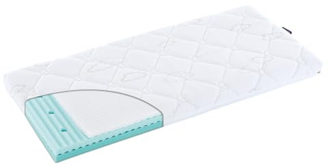 TRÄUMELAND Beistellbett Matratze AIR 43x85x7 cm eckig, atmungsaktive Baby Matratze, Öko-Tex 100 zertifiziert, hautfreundlich, allergikergeeignet, Made in Austria