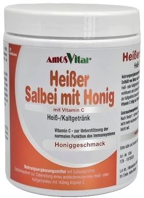 AMOSVITAL Heißer Salbei mit Honig und Vitamin C - 30 Portionen - der Umwelt zu Liebe in der Dose mit Messlöffel - wohltuend und erholsam (1)