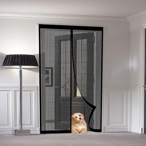 Zanzariera Magnetica 125 x 225 cm Zanzariera Magnetica per Porte Anti Zanzare Mosche Insetti Rete Fine Tenda, Nero
