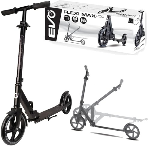 Evo Two-Wheeled Urban Scooter Flexi Max 200 Schwarz mit Fuß und Riemen 8+
