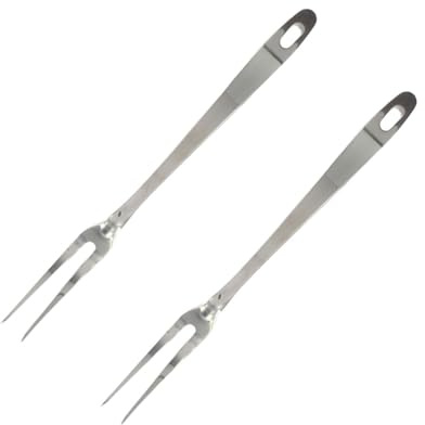 Fackelmann 9318050 Edelstahlgabeln 2 Spieße Fleischgabel, Grillgabel, Gabel, Edelstahl, Silber, 30,5 x 2,2 x 3,5 cm