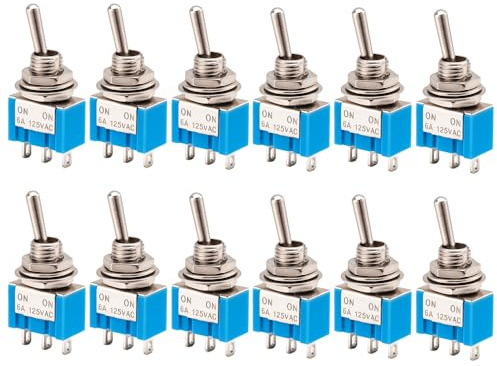 Gebildet 12st SPST Mini Vippströmbrytare, 3-PIN 2-Läges, Miniatyr PÅ/PÅ Brytare, 6A/125VAC, 3A/250VAC, för Gör-Det-Själv-Bilens Instrumentbräda Elektronisk Utrustning