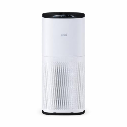 Zeni Air Purifier 450 m³/h | 279 x 280 × 630mm H13 True HEPA Filter | Covers 38–66 m² | Ioniser, AI & 12 Speed Settings | Pet Dander, Dust, Smoke, & Pollen Remover | Home Allergy & Odour Eliminator
