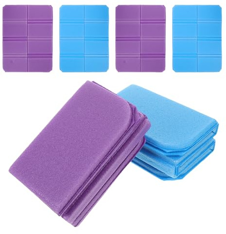 BUGUUYO Colchoneta Plegable para Acampar y Senderismo Cojín Aislante Xpe Portátil y Compacto Set 6 Piezas Azul y Morado Adecuado para Picnic Pesca y Estadios