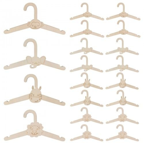 20 Pièces Cintres en Bois pour Enfants, Cintre Bebe, Cintre en Bois pour VêTements de BéBé, Bébé Scintre Antidérapant, Cintres Bébé en Forme d'animaux Mignons, pour Vestes Robes Pantalons Enfants