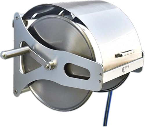 Carrello e tubo for avvolgitubo, scaffale for tubi dell'acqua da giardino con coperchio, carrello for tubi in acciaio inossidabile montato a parete(Style1,30m)