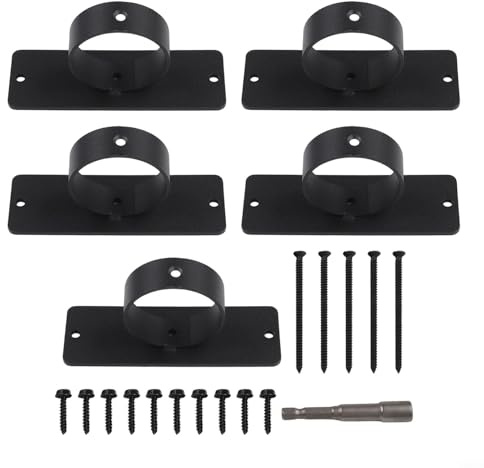 UrbanHui Lot de 5 supports de corde en acier inoxydable pour une utilisation en extérieur - 12 x 5 x 4 cm - Noir - Résistant à la rouille pour clôture de jardin, balustrades en corde et décoration