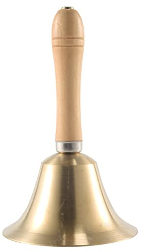 Gosera Campana de Llamada de Mano Grande de 4,33 Pulgadas con Manija de Madera, para NiñOs y Adultos, Utilizada para Bodas, Aulas Escolares, Servicios y Juegos