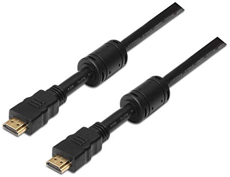 AISENS A119-0102 - Cable HDMI Alta Velocidad HEC con ferrita (10 m, para Monitor y televisor, Full HD) Color Negro