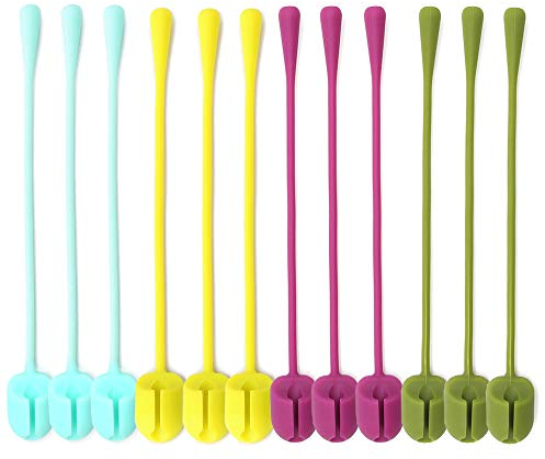 12pcs Reusable Cable Ties Silicone Cord Organisers Holder Strap Length 5.5 inches Cable Tidy Clips for Earbuds Headphones Phones Charger Wire