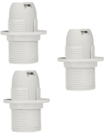 FINELED - Portalampada con attacco a vite E14, confezione da 3 pezzi, portalampada con fascetta bianco