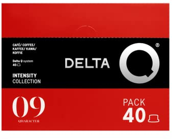 Delta Q - Cápsulas de Café Molido Qharacter - Espresso Intenso con Notas de Caramelo y Frutos Secos - Intensidad 9 - Molido Natural - 40 Cápsulas