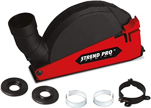 STREND PRO Absaughaube 125 mm Universal Fit Flex Absaugung für Winkelschleifer 125 mm mit 3 Adaptern 39/45/50 mm und 1 Unterlegscheibe