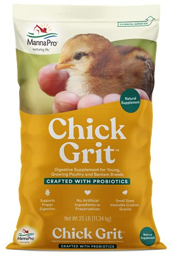 Manna Pro Chick Grit, Digestive Supplement for Young Poultry and Bantam Breed, Probiotics to Support Digestion, No Artificial Ingredients or Preservatives, Insoluble Crushed Granite, 25 lbs