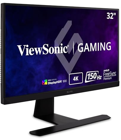 Viewsonic XG320U 80 cm (32 Zoll) Gaming Monitor (4K UHD, IPS-Panel, 1 ms, 144 Hz, FreeSync Premium Pro, HDR 600, RGB Beleuchtung, HDMI 2.1, DP, höhenverstellbar) Schwarz - PS5/Xbox Konsole ready
