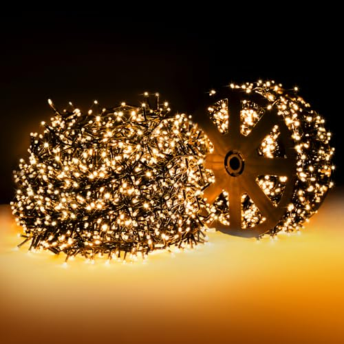 ELKTRY 1000 LED Lichterkette Außen 25M 8 Modi Weihnachtsbeleuchtung Außen innen Strom mit Stecker, Warmweiß Wasserdicht Cluster Lichterkette für Weihnachtsbaum Garten Party Geburtstag Hochzeit