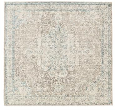 RugVista Nadia Tappeto, 200 x 200 cm, Bianco crema/Greige | Vintage, Quadrata, Pelo medio, Lavabile solo a secco, Oeko-Tex 100