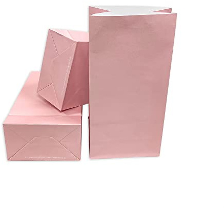 Frau WUNDERVoll® 60 Papiertüten mit Boden, rosa, 12x7x24cm (Vorteilsmenge) / Blockbodenbeutel, Tüte, Papierbeutel, Geschenktüte, Geschenkbeutel, Gastgeschenk, Hochzeit, Mitgebseltüte, Falttasche