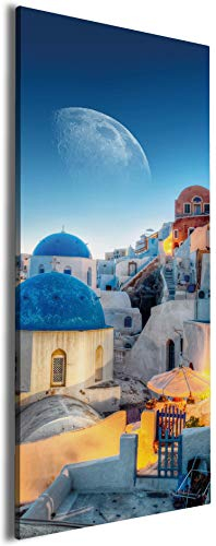 Wallario Leinwandbild Urlaub auf Santorini - Wandbild 50 x 125 cm: Kunstdruck | Brillante lichtechte Farben | hochauflösend | verzugsfrei