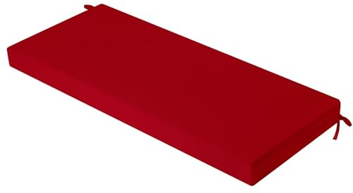 idee-home Outdoor Bench Cushion Waterproof, Bench Cushions for Outdoor Furniture, Patio Porch Swing Replacement Seat Pad with Ties for Garden Backyard, 42 x 18 Inch Red