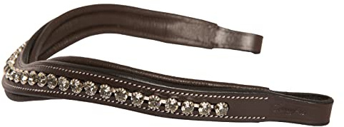 Exion Zier- und Designer-Stirnband aus klarem Kristall | Stirnbänder für Pferde | Kristall-Stirnband | (Havannabraun, Warmblut (Übergröße))