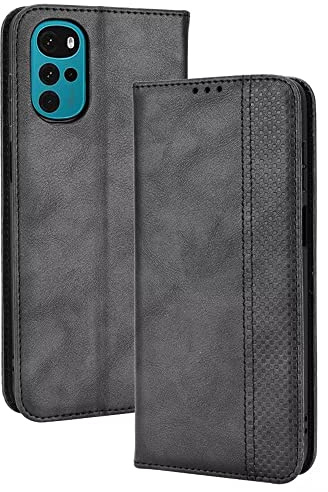 EASSGU Funda para Motorola Moto g22 (6.5 Inches) Carcasa con Interruptor Magnético de Cuero PU Flip Folio, [3 Ranuras para Tarjetas] [1 Wallet] Case - Negro