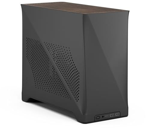 Fractal Design Era 2 ITX PC Case in Charcoal - Aluminium anodisé élégant, Plateau en Noyer Massif, Compatible avec Les GPU 3 Slots, câble Riser PCIe 4.0 Inclus