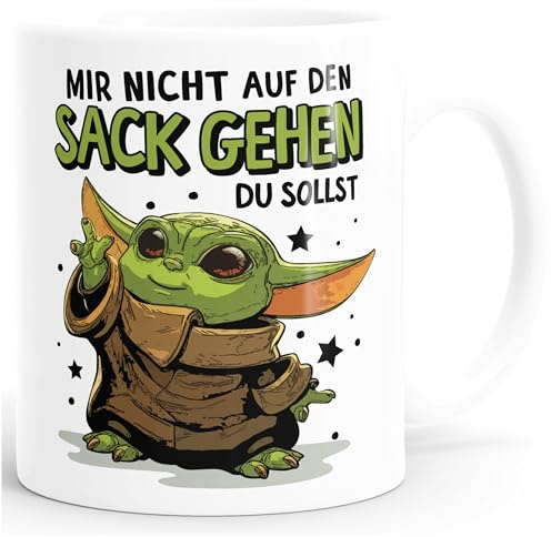 MoonWorks Kaffee-Tasse mit Spruch Mir nicht auf den Sack gehen du sollst Baby Bürotasse lustige Kaffeebecher Weiss standard