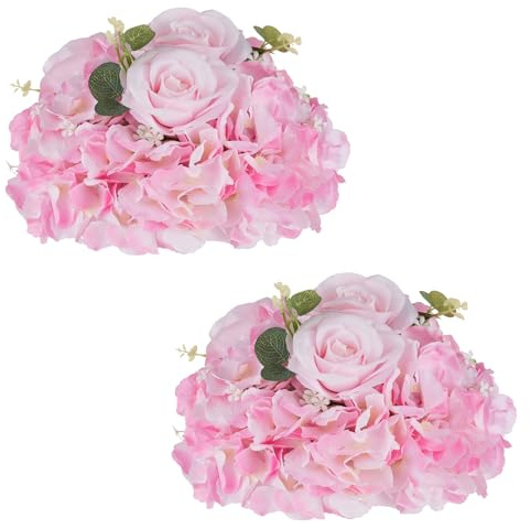 NUPTIO Blume Hochzeit Tafelaufsätze für Tische: 2 Stück 30cm Durchmesser Rosa Künstliche Blumen Rose Ball für Tafelaufsätze Tabelle Gefälschte Rose für Hochzeiten Geburtstag Party Dekoration