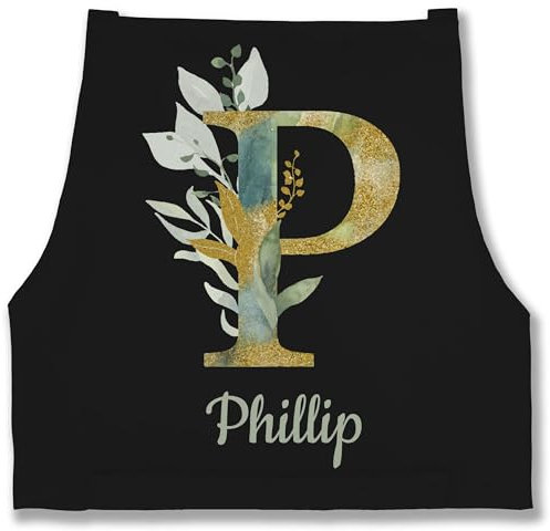 Schürze - Name und Initialen - Namens Geschenk - 85x69 - Schwarz - geschenke für ältere damen buchstaben letter backschürze personalisierte kochschürze anfangsbuchstabe letters schürzen