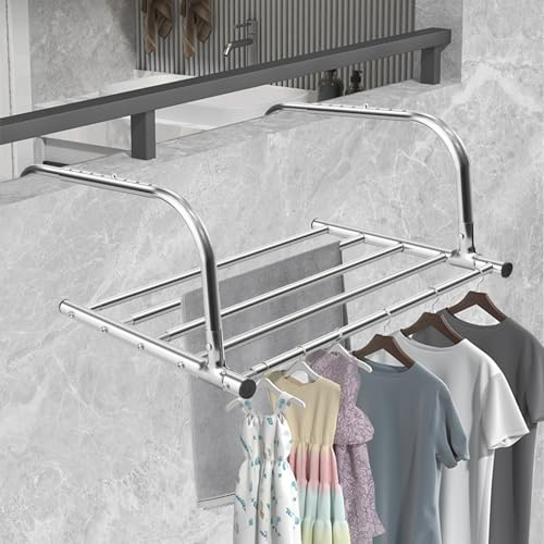 Tendedero de ropa, estante de secado de ropa, estante de radiador de ropa, riel de secado plegable de acero inoxidable, estante de ropa de 5 barras para interiores y exteriores, tendedero térmico para