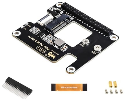 Waveshare PCIe to M.2 Adapter Board Compatible with Raspberry Pi 5,Supports NVMe Protocol 2230/2242 Size M.2 Solid State Drive,Supports Gen2 and Gen3 Modes, Booting PI5 from Solid State Drive