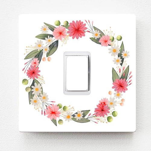 Calcomanía de vinilo para interruptor de luz, diseño de corona floral vintage, decoración de dormitorio de niñas