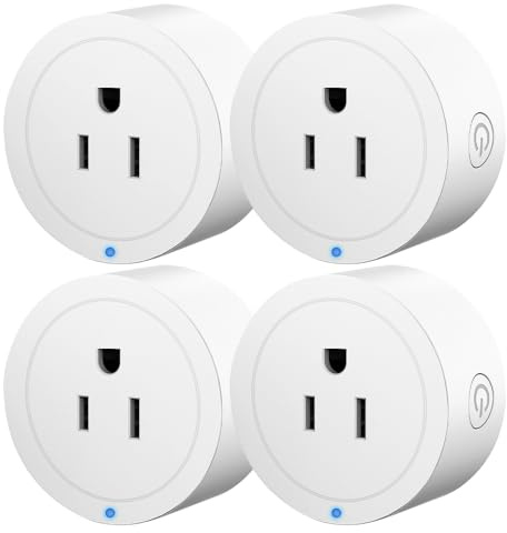 Smart Plug, Wi-Fi Outlet Socket Compatible with Alexa and Google Home, Automate APP, Timer Function, Voltage Measurement Function, (4 pcs)